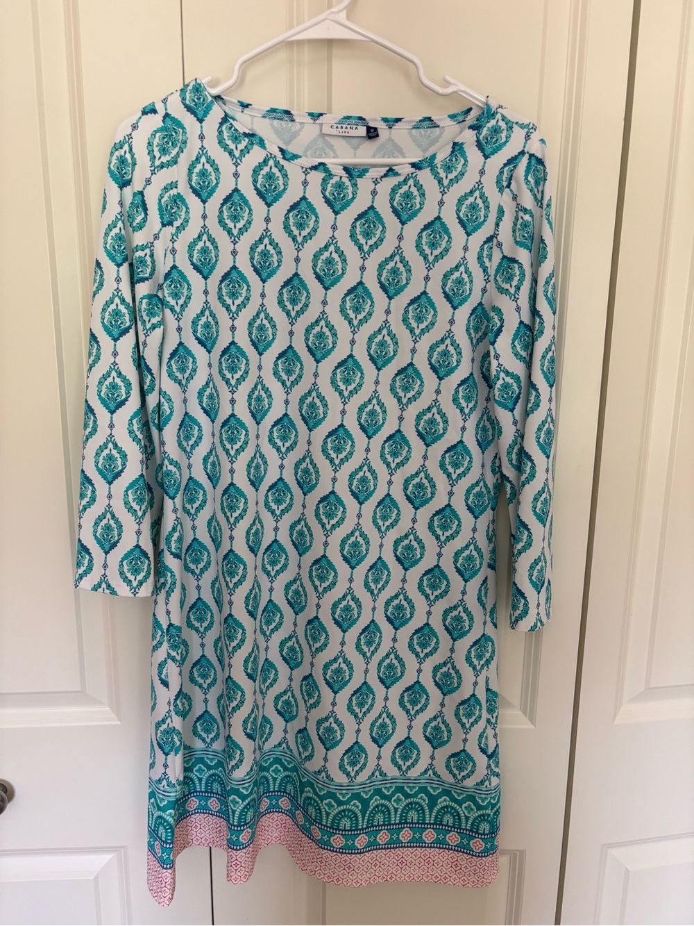 Women’s Cabana Life Shift Dress In Santorini Summer Print medium turquoise.